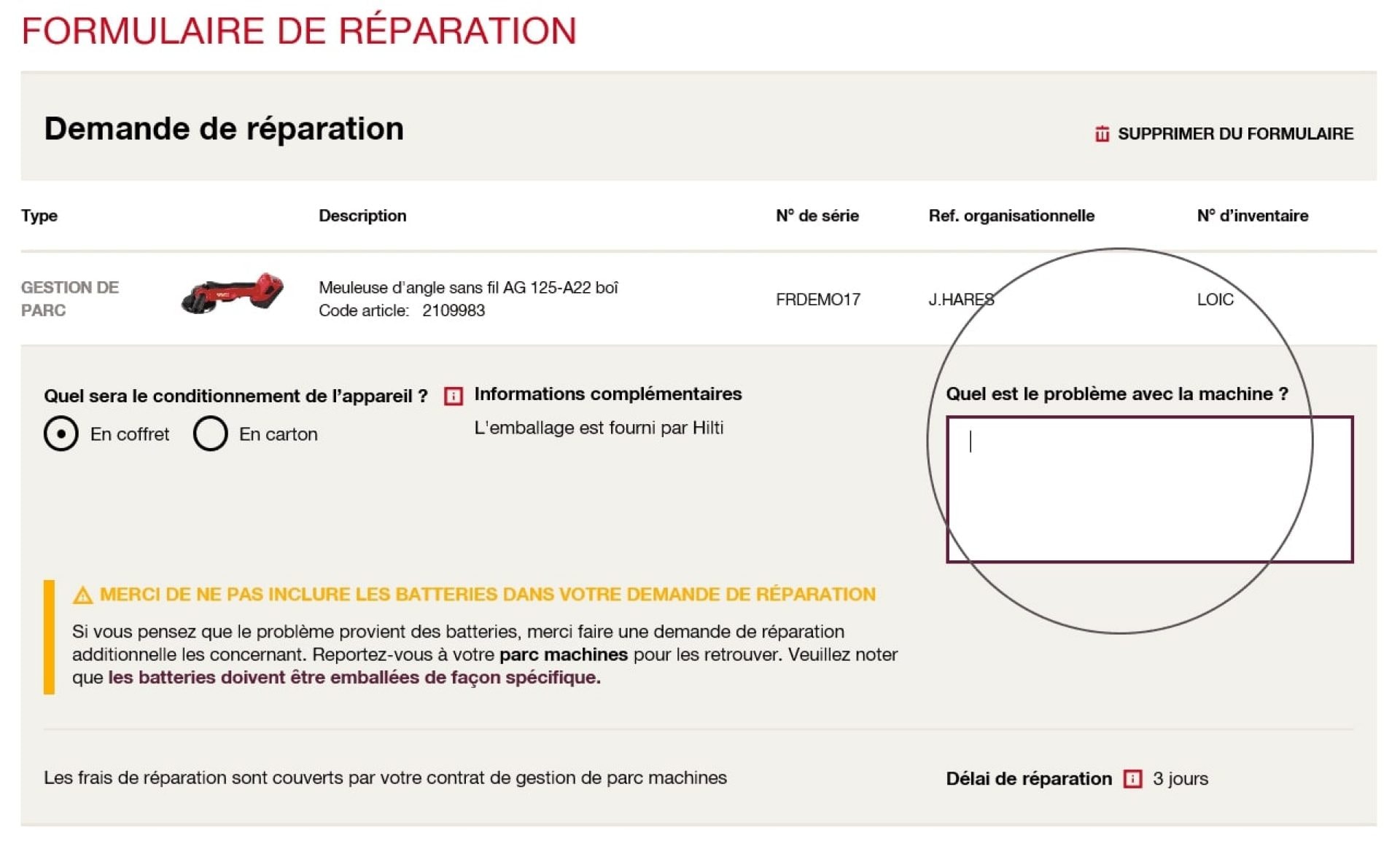 Demander une réparation