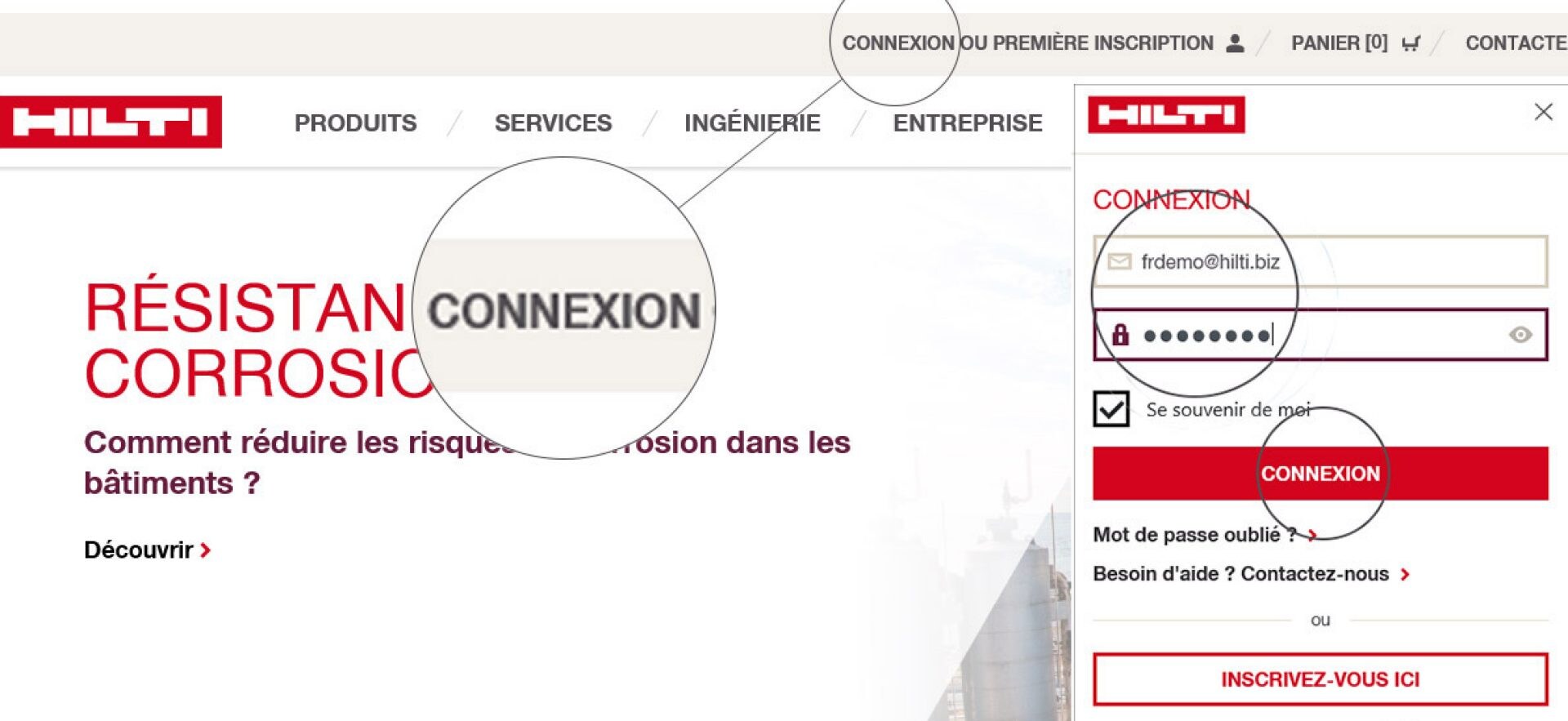 se connecter sur hilti.fr