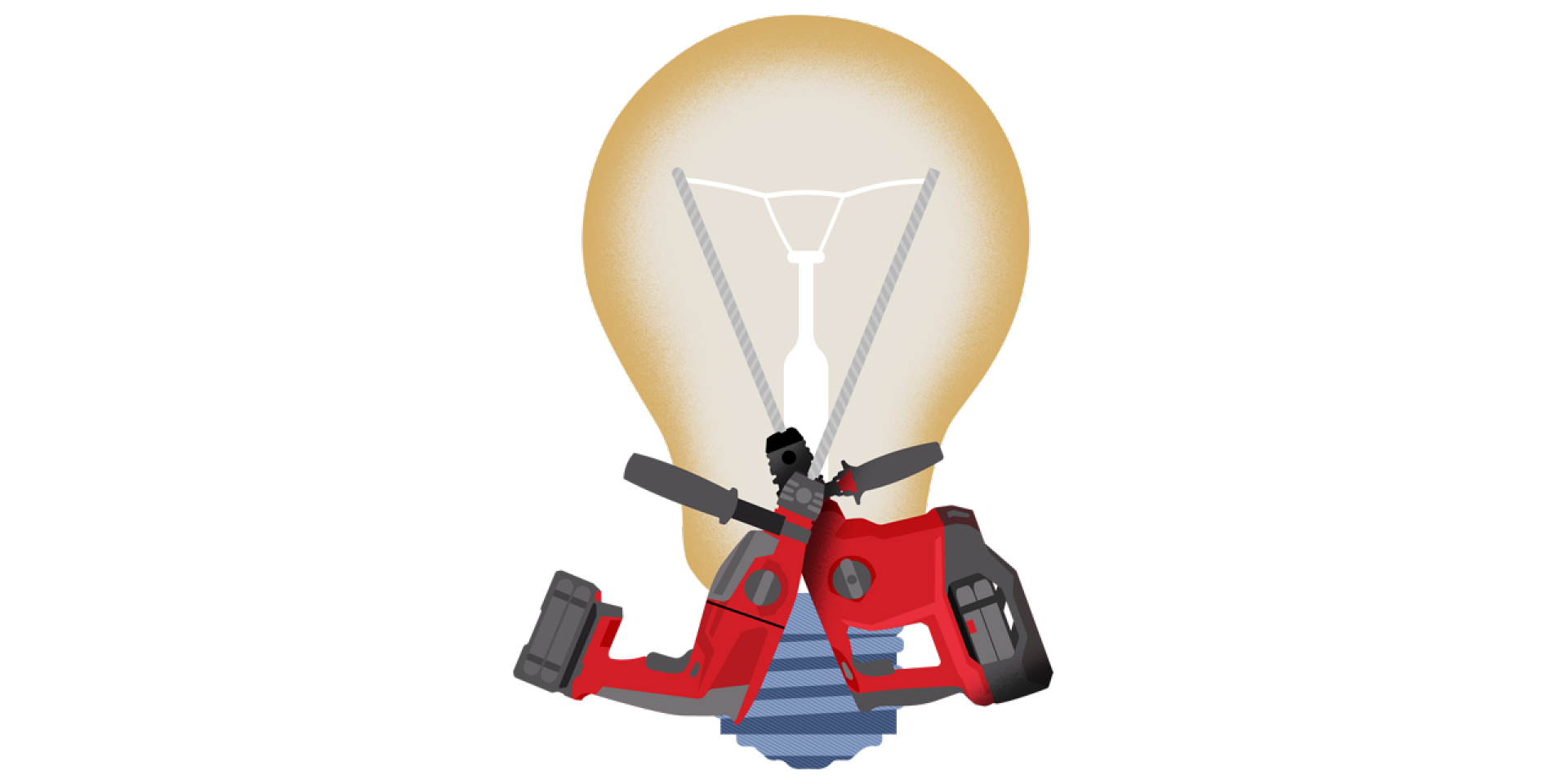 Illustration de 2 perforateurs croisés devant une ampoule