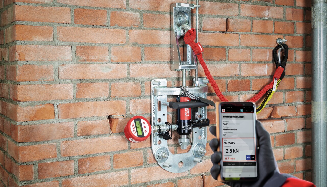Résultat sur téléphone d'un test d'ancrage Hilti