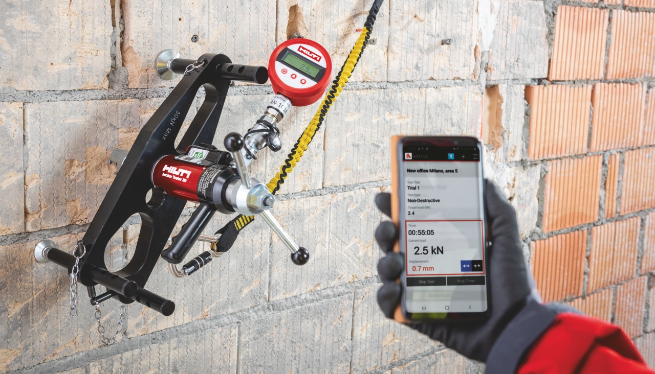 Résultat sur téléphone d'un test de résistance Hilti