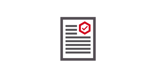 List icon showing a red check mark