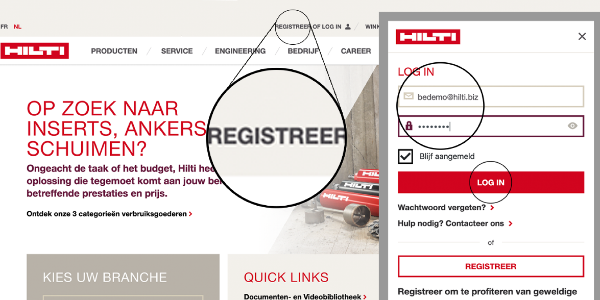 Hoe verbinding maken met hilti.be ?
