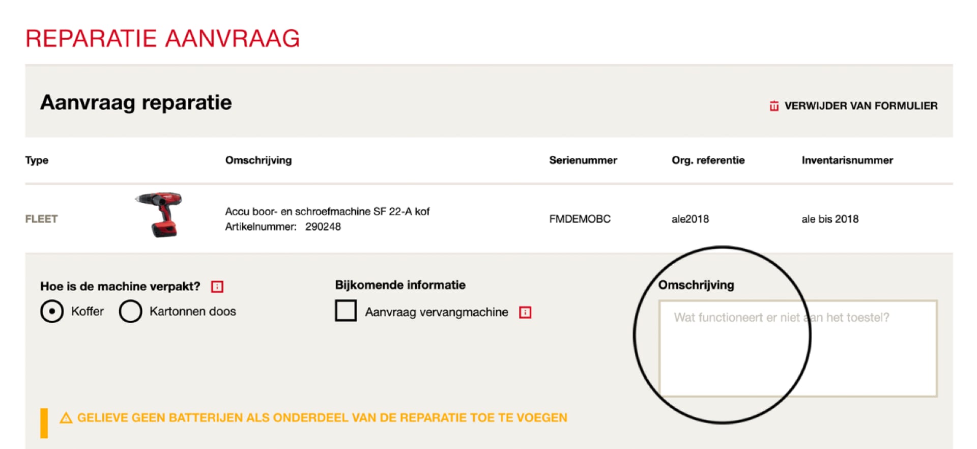 Een reparatie aanvragen