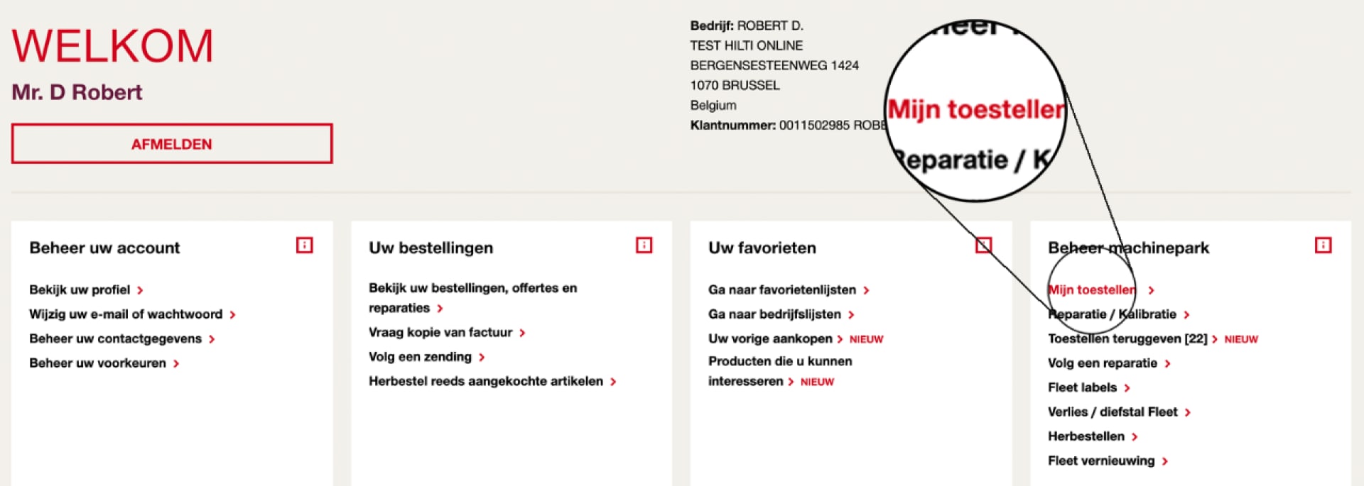 Mijn machinepark raadplegen