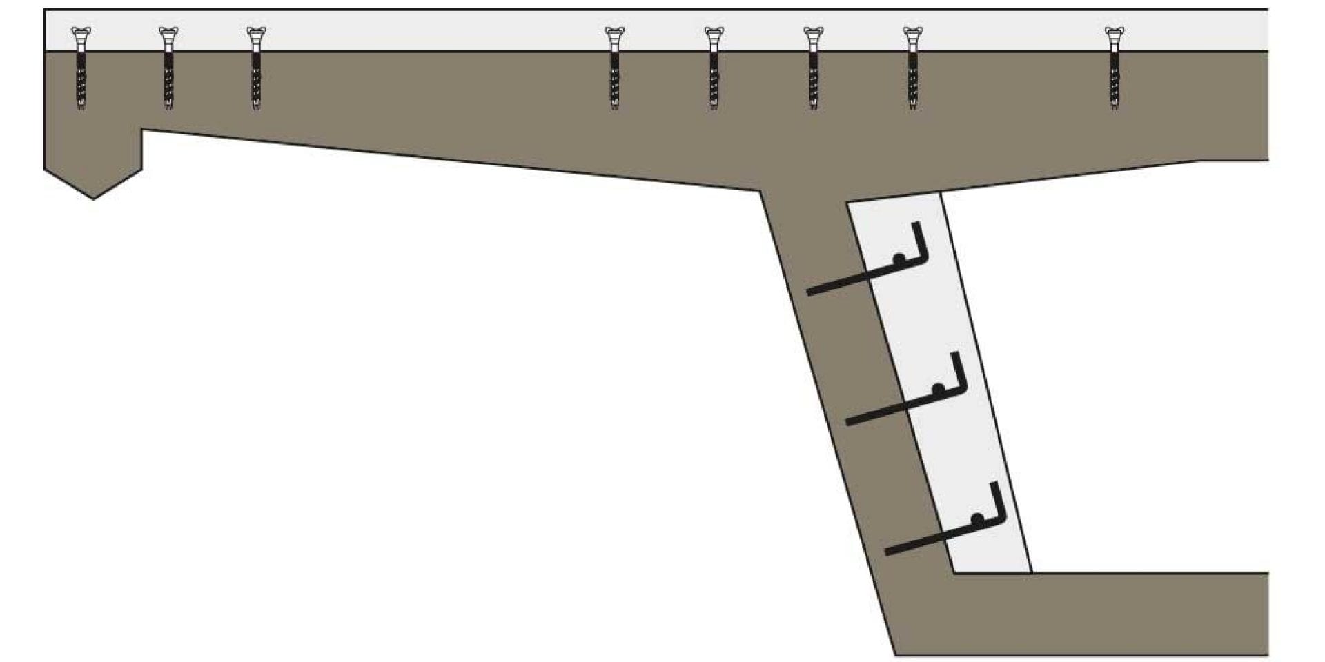 Post installed rebar concrete overlay Eurocode 2 solution