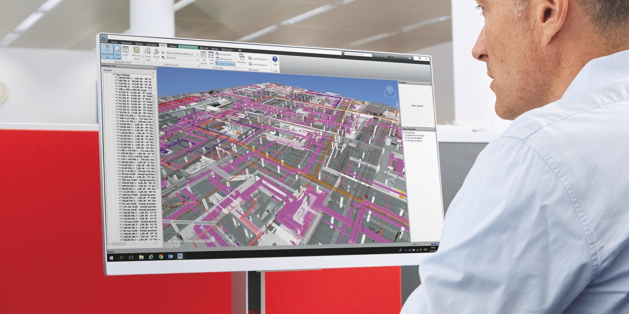Een Hilti ingenieur die MEP-installaties modelleert in BIM