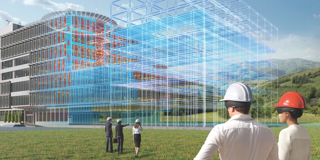BIM virtuele simulatie - Digital Twin genoemd - met behulp van augmented reality als een geavanceerde bouwmethode die ook faciliteitenbeheerders ten goede komt