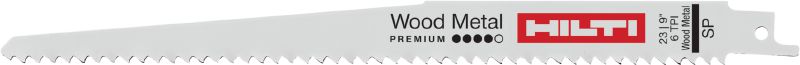 Premium zagen in hout waarin metaal is verwerkt Premium reciprozaagblad voor afbraak van hout waarin metaal is verwerkt. Zaagblad sterk in metaal en snel in hout