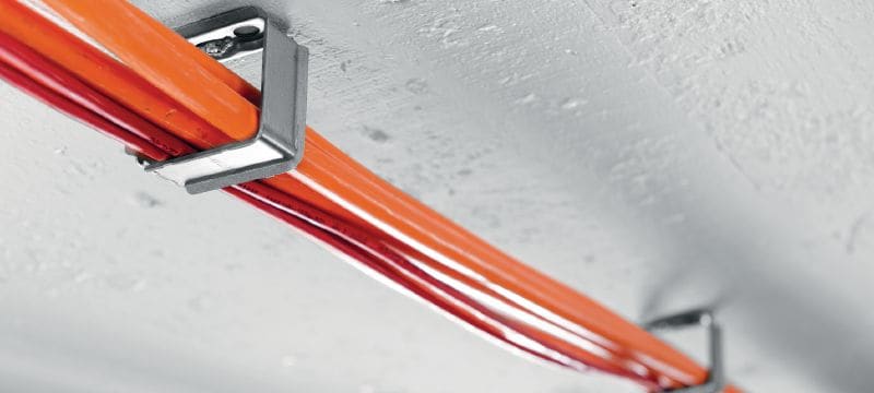 X-ECH-FE MX Metalen kabelhouder Metalen houder voor samengebundelde kabels voor gebruik met nagels op strip of ankers op plafonds of wanden Toepassingen 1