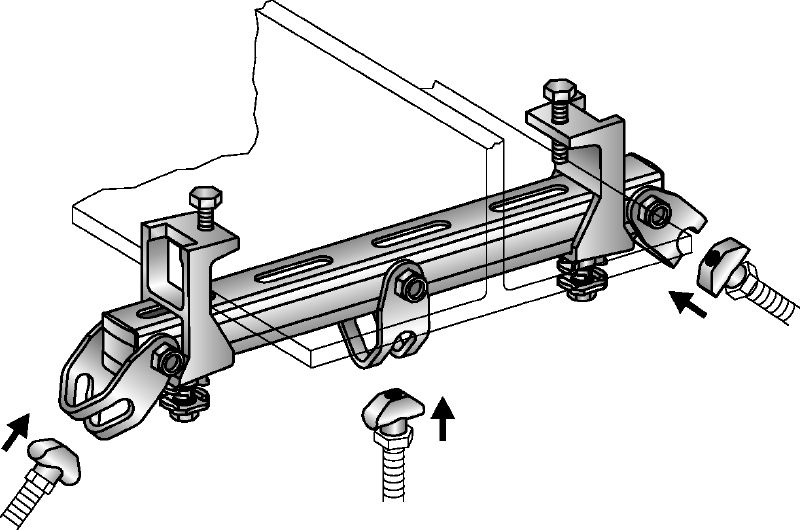 MQI-AT verbinder voor stalen balken Verzinkte verbinder voor stalen balken voor het direct bevestigen van MQ-veerprofielen aan stalen balken