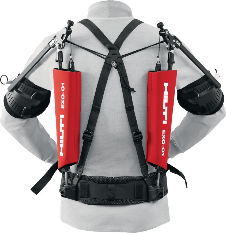 EXO-O1 Bovenhoofds exoskelet Passief exoskelet om de druk op schouders en armen te verlichten tijdens installatiewerkzaamheden boven hoofdhoogte