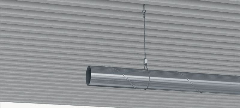Kit MW-LP L kabelvergrendeling met kabel, luseinde Kabel met eindlus en verstelbare railvergrendeling voor het ophangen van armaturen aan gepaste bouwelementen Toepassingen 1