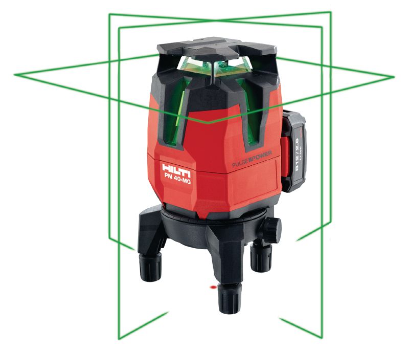 PM 40-MG Multilijnlaser Multidirectionele laser met 4 lijnen voor sanitair, nivelleren, uitlijnen en rechthoeken met groene straal