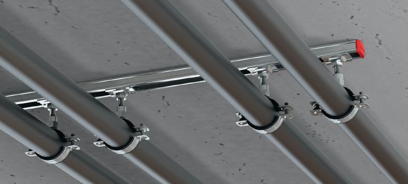 MM-ST Selle d'attache pour tubes préassemblée galvanisée pour un raccordement rapide aux rails entretoises MM Applications 1
