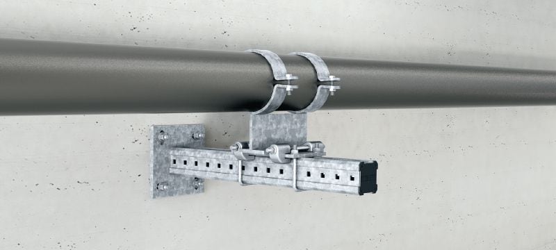 MIC-PA Thermisch verzinkte verbinder voor het bevestigen van leidingschoenen aan MI-draagbalken voor zware toepassingen Toepassingen 1