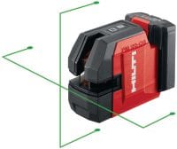 PM 20-CG 12V lood- en dwarslijnlaser Multilijnlaser met groene straal, met 2 lijnen en 5 punten voor sanitair, nivelleren, uitlijnen en vierkant maken (12V-accuplatform)