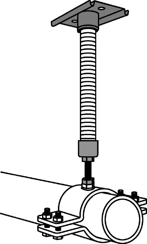 Point fixe MFP 1a-F Kit point fixe galvanisé à chaud (GAC) pour une flexibilité maximale dans les applications avec des charges axiales de tuyau jusqu'à 3 kN