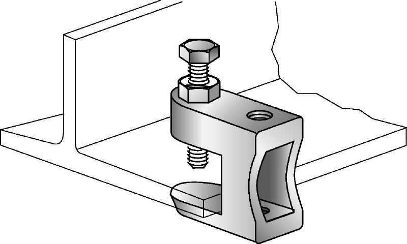 Clip-étau MAB-M Clip-étau galvanisé pour la fixation de tiges filetées sur les poutres en acier avec filetage intérieur