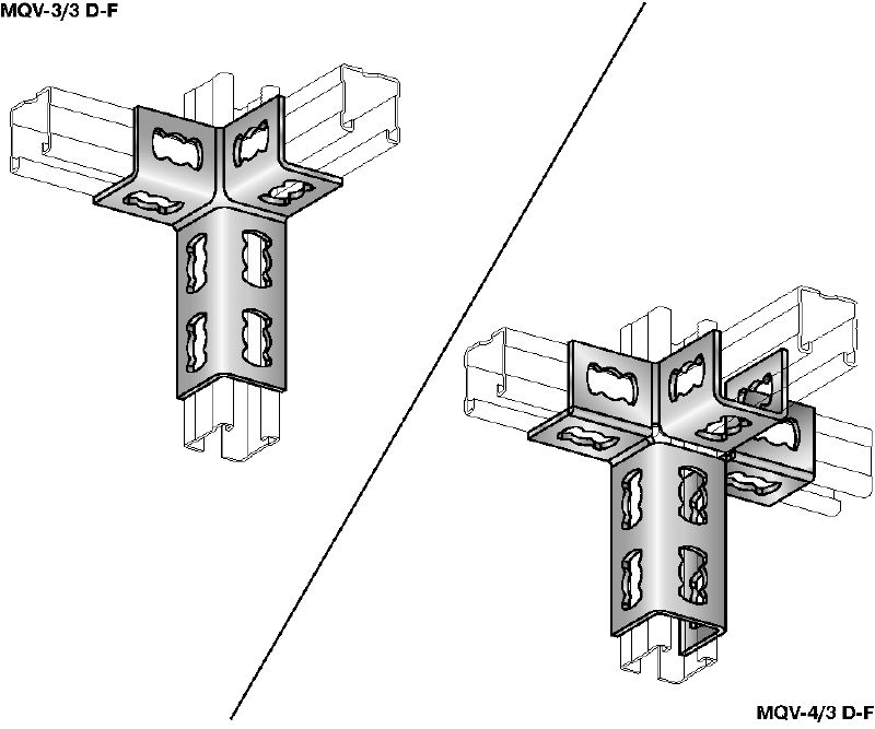 MQV-3D-F-railverbinder Thermisch verzinkte railverbinder voor driedimensionale structuren