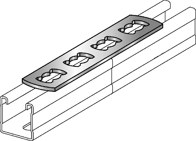 MQV-F kanaalstrop Thermisch verzinkte platte railverbinder die als een verlengstuk in lengterichting voor MQ-veerprofielen wordt gebruikt