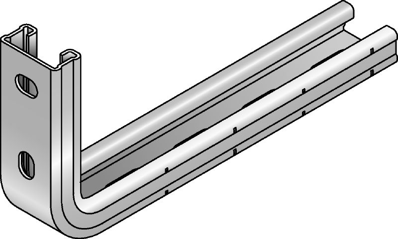 MQK-21-L Console galvanisée avec un rail entretoise MQ simple d'une hauteur de 21 mm destinée aux applications à l'intérieur pour charges moyennes