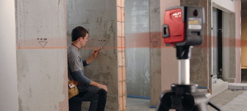 Laser ligne et vertical PMC 46 Laser combiné à 2 lignes et 4 points pour la plomberie, le nivellement, l'alignement et l'équerrage avec faisceau rouge Applications 1