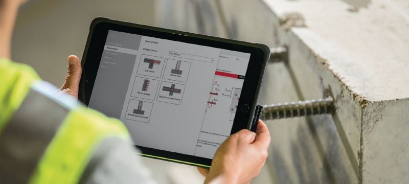 Logiciel de dimensionnement PROFIS Rebar Logiciel de dimensionnement des fers d'armature pour un dimensionnement rapide et économique des fers d'armature installés a posteriori selon les codes et réglementations en vigueur dans le bâtiment Applications 1