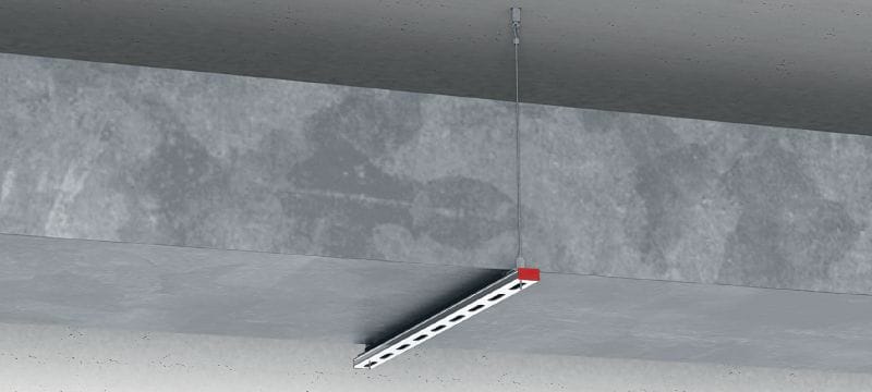 Kit MW-EB CL Railvergrendeling met kabel, oogbouteinde Kabel met voorgemonteerde draadoogbouten en verstelbare railvergrendeling voor ophangen van schoortrapeze aan beton en staal Toepassingen 1