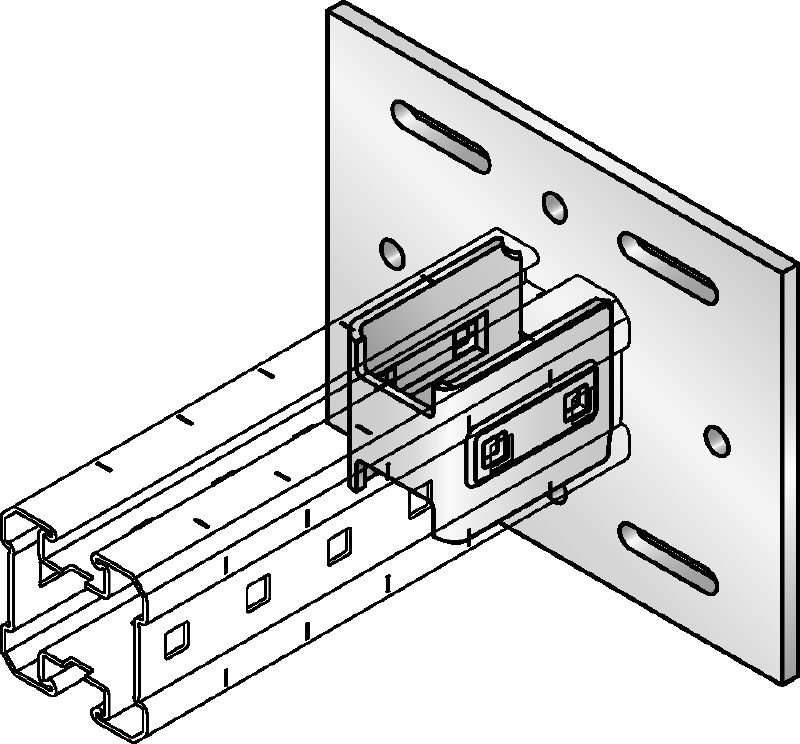 MIQC-S basisplaatverbinder Thermisch verzinkte basisplaat voor het bevestigen van MIQ draagbalken aan staal voor zware toepassingen