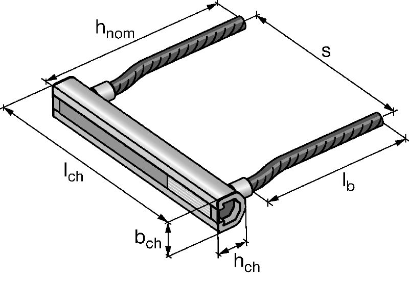 HAC-T Ankerrail op voorkant van plaat Getande ingegoten ankerrails in aangepaste maten en lengtes voor front-of-slabinstallaties geschikt voor 3D-belastingen