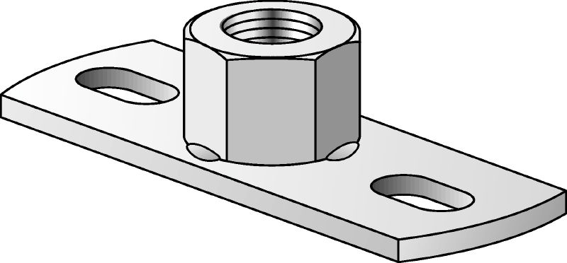 MGL 2-R Platine en acier inoxydable (A4) pour charges légères destinée à la fixation de tiges filetées métriques avec deux points de chevillage