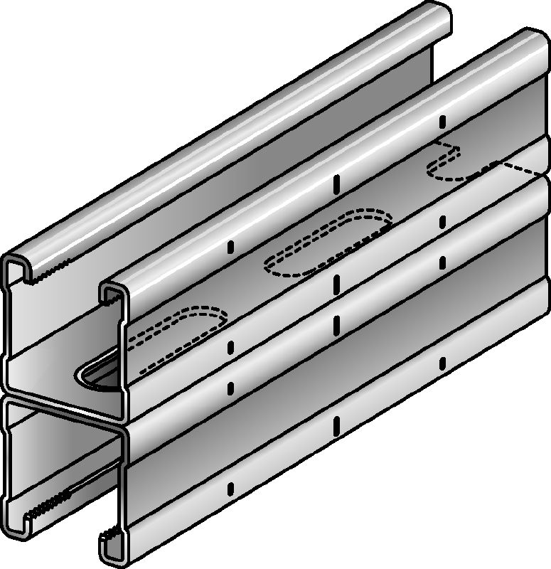 Rail MQ-41 D-F Double rail de supportage MQ galvanisé à chaud (GAC) destiné aux applications pour charges moyennes