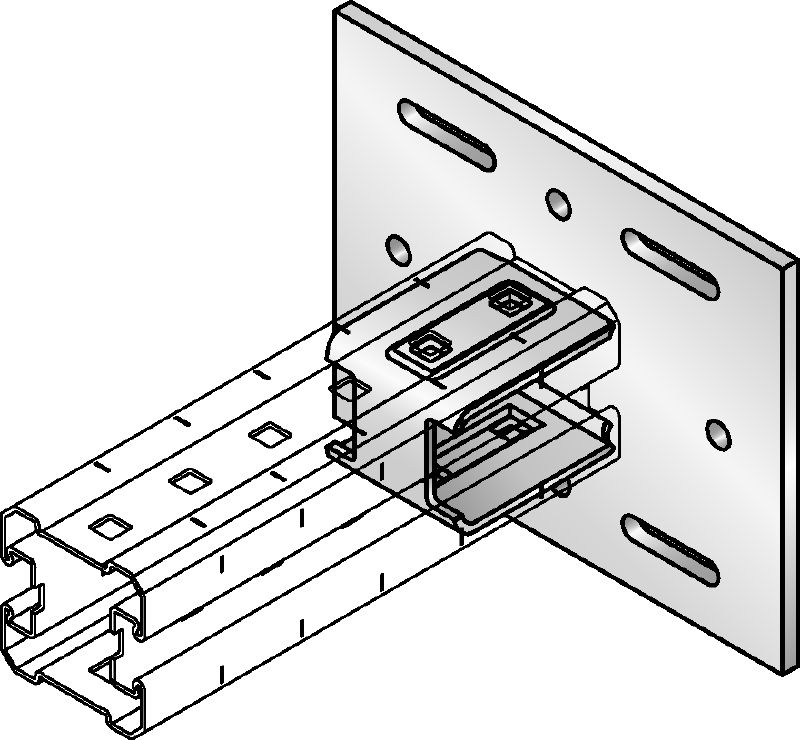 Connecteur de platine MIQC-S Platine galvanisée à chaud (GAC) pour la fixation de rails MIQ sur l'acier dans les applications pour charges lourdes