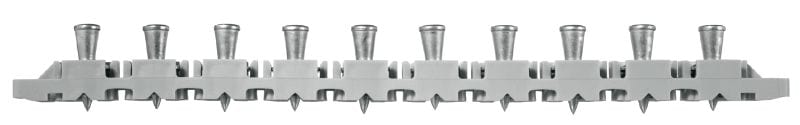 X-ENP MXR Metalen plafondbevestigingen (op strip) Nagels op strip voor het bevestigen van metalen platen op staalconstructies met staande kruitschiethamers