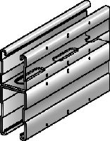 MQ-52-72 D-F Thermisch verzinkte dubbele MQ-installatierail voor middelzware toepassingen