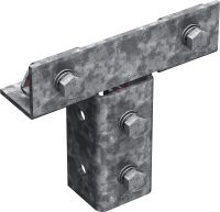 MT-C-T/2 FL OC Voorgemonteerde tee verbinder Node met voorgemonteerde Fast-Lock dop en bout voor het monteren van schoor kanalen in een T-vorm, voor buitengebruik met weinig vervuiling