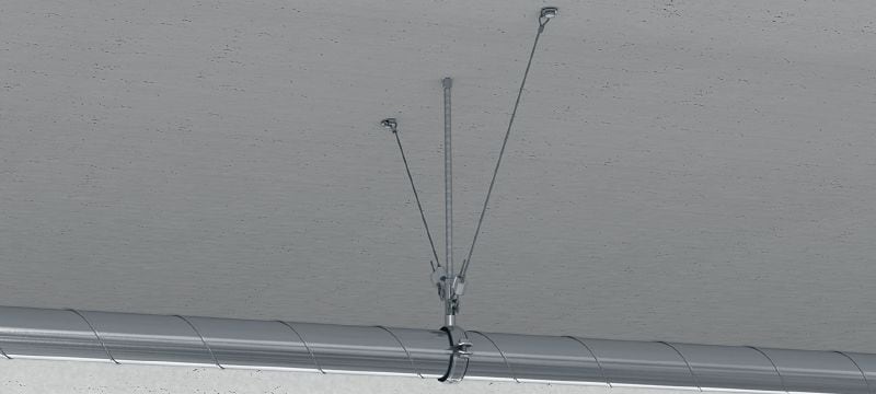 Kit MW-LP L kabelvergrendeling met kabel, luseinde Kabel met eindlus en verstelbare railvergrendeling voor het ophangen van armaturen aan gepaste bouwelementen Toepassingen 1