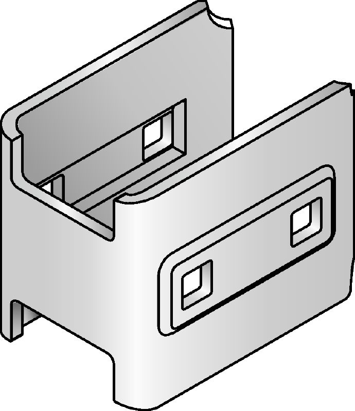 MIQC-SC verbinder Thermisch verzinkte verbinder gebruikt met MIQ basisplaten die ervoor zorgen dat de balk vrij geplaatst kan worden