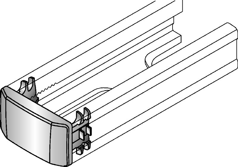 MM-E raileindkap Raileindkap voor het bedekken van de uiteinden van MM-steunrails van Hilti